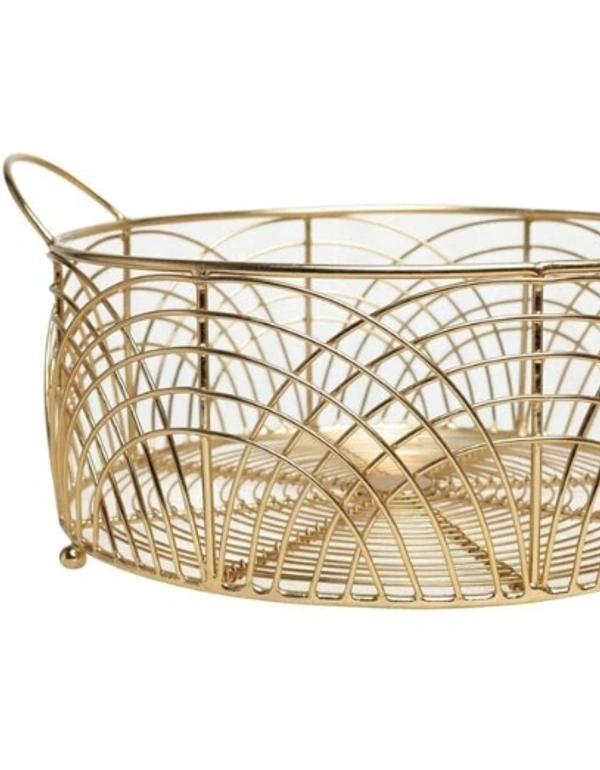Attractive craft brio wire round basket gold plated Boxes, Baskets & Bins - Free Size, Gold, Metal, Pack of1